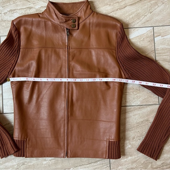 Vintage Maurice Sasson Leather Moto Jacket Sweater Zip-Up - Picture 7 of 8
